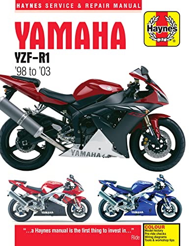 Haynes repair manual cover featuring a red Yamaha YZF-R1 motorcycle.