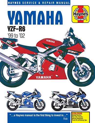 Haynes repair manual cover featuring a red Yamaha YZF-R6 motorcycle.