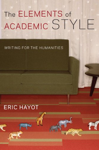 Book cover: "The Elements of Academic Style" with animals on carpet.