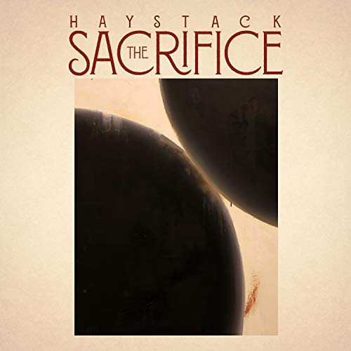 CD cover for "Haystack - The Sacrifice" with abstract dark shapes.