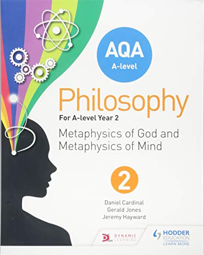 AQA A-level Philosophy textbook cover with brain silhouette and colorful graphics.