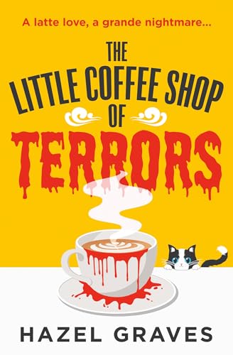 Book cover: "The Little Coffee Shop of Terrors" with coffee and a cat.