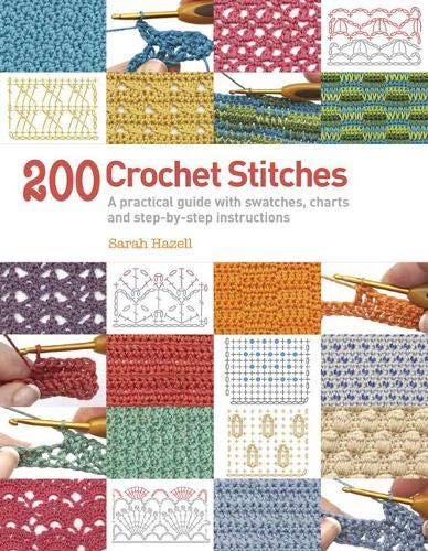 Book cover showing a collage of crochet swatches, diagrams, and hands holding crochet hooks.