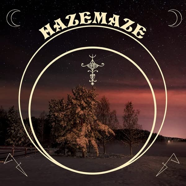 Hazemaze vinyl album cover with forest landscape and celestial motifs.