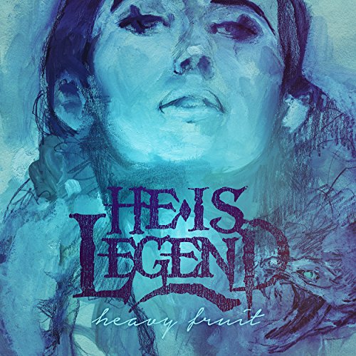Blue and white painted portrait with band name “He Is Legend” overlayed.