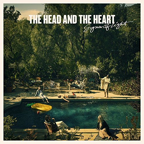 Album cover: people around a pool with lush greenery.