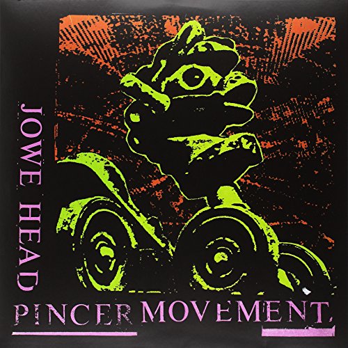 Vinyl record cover: abstract green and black image of a crab-like vehicle.