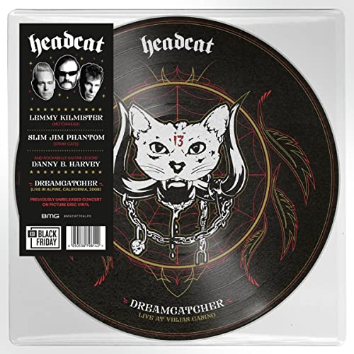Headcat “Dreamcatcher” vinyl record with a black and red cat design.