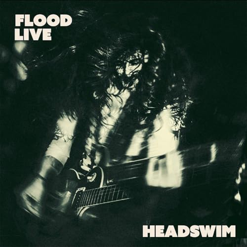 Headswim “Flood Live” CD cover: blurred musician with guitar, dark tones.
