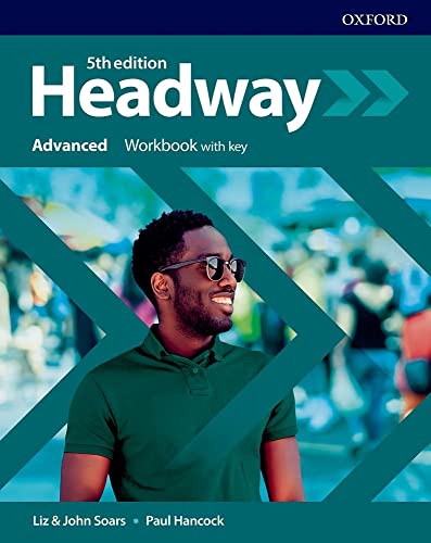 Headway Advanced Workbook cover with a young man wearing sunglasses.
