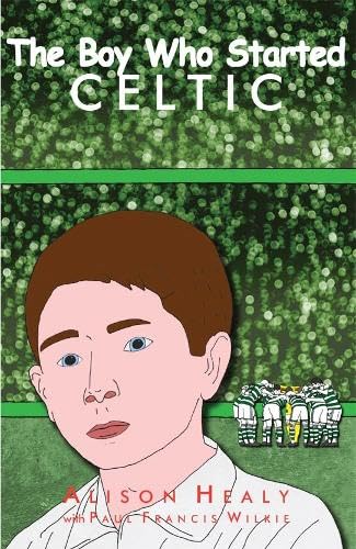 Book cover: illustrated portrait of a boy and a football team.