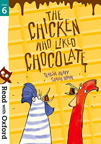 Book cover: two cartoon chickens and melting chocolate on yellow.
