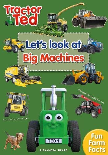 Colorful children's book cover featuring Tractor Ted and various large construction vehicles.