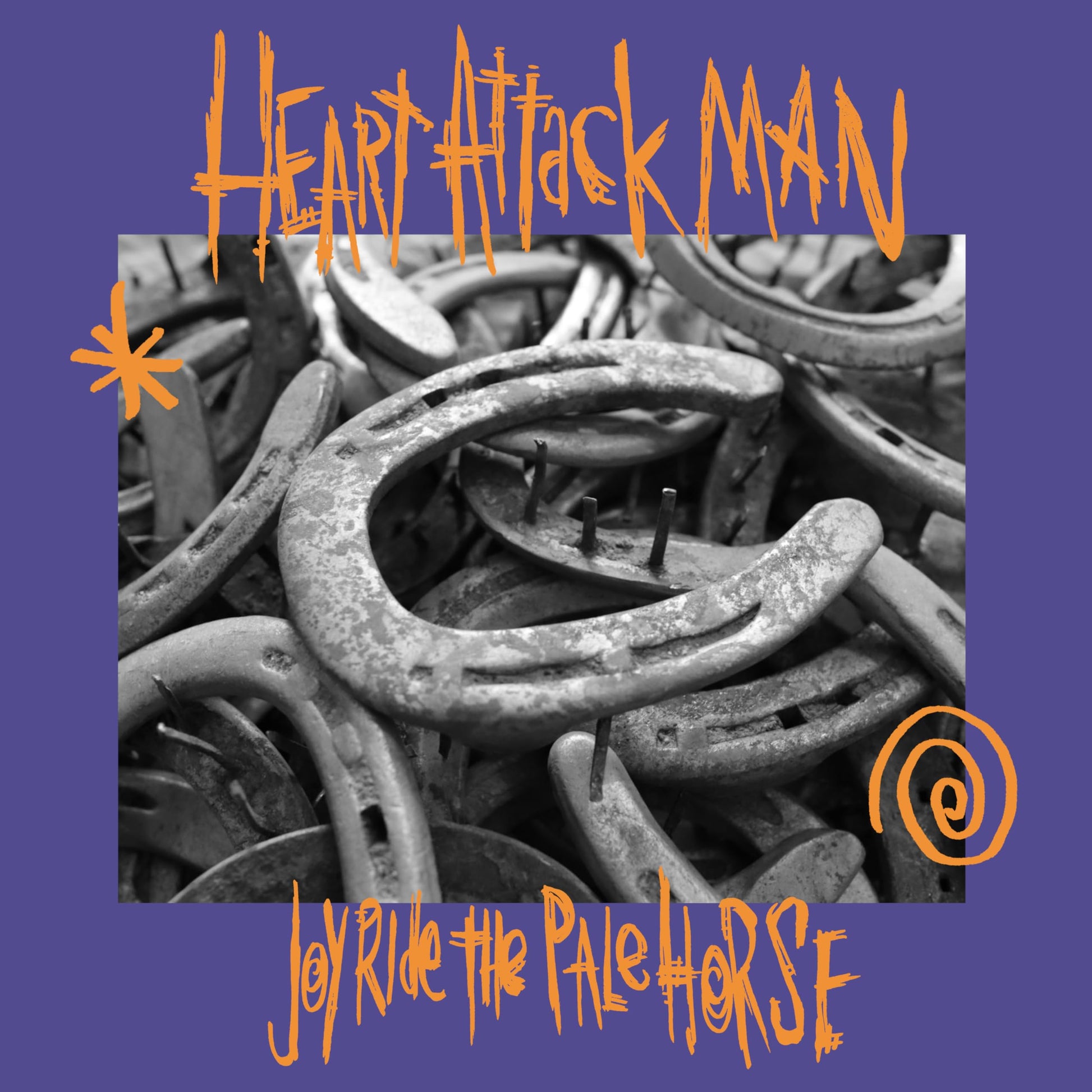 Album cover for Heart Attack Man, featuring twisted metal and text.