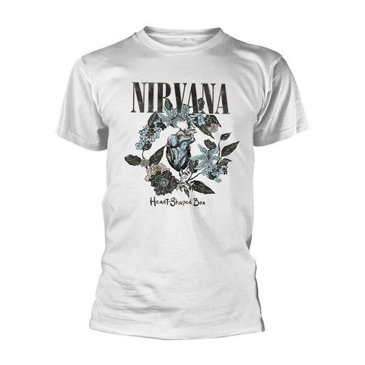 Red Nirvana t-shirt with heart and floral graphic design.