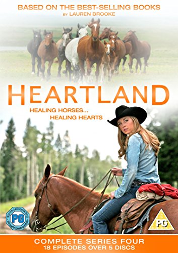 DVD cover for Heartland Season 4 featuring a woman onSCCS riding a horse.