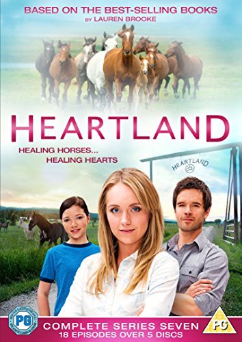 DVD cover for Heartland season seven featuring three people and horses in a field.