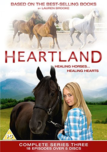 DVD cover art for Heartland season three featuring a young woman and a black horse.