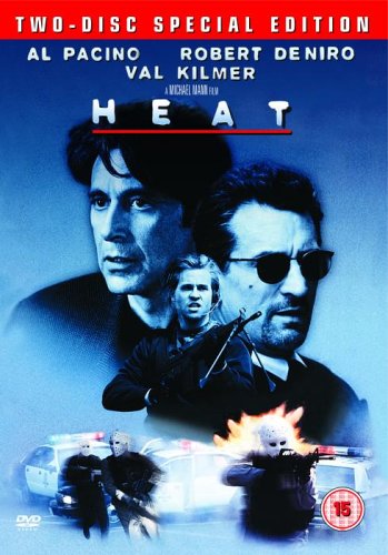 Heat DVD cover featuring Al Pacino, Robert De Niro, and Val Kilmer.