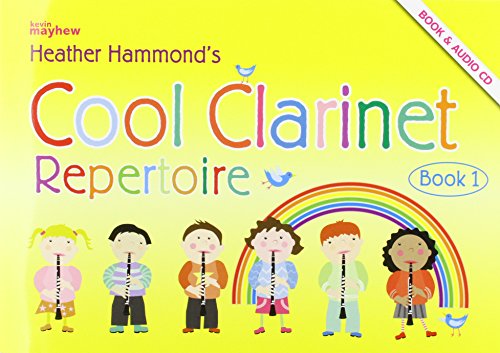 Cool Clarinet" book cover with children playing clarinets and a rainbow.