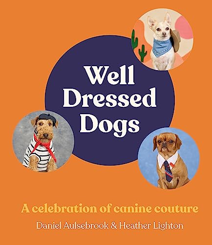 Book cover featuring three dogs wearing stylish clothing.