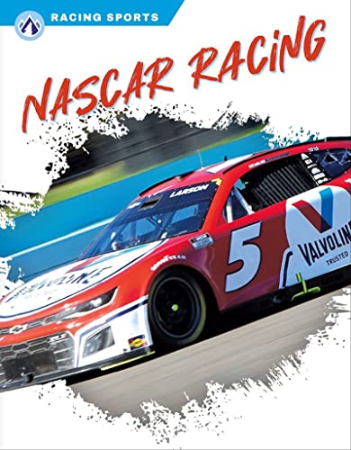 NASCAR Racing book cover featuring a red and blue race car in motion.