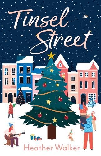 Book cover: "Tinsel Street" depicts a snowy town with a Christmas tree.