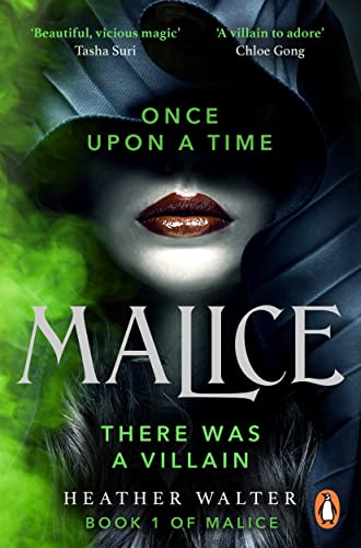 Book cover for “Malice” featuring a shadowed face and red lips.