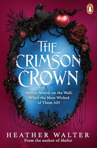 Book cover: "The Crimson Crown" with a raven, apple, and roses.