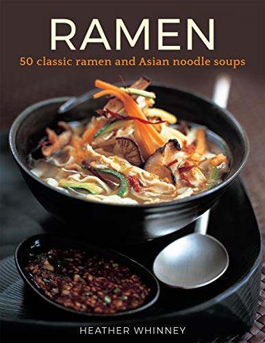 Cookbook cover featuring a bowl of ramen with toppings and ingredients.