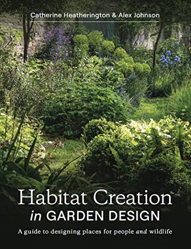Book cover showing a lush green garden with the title Habitat Creation in Garden Design.