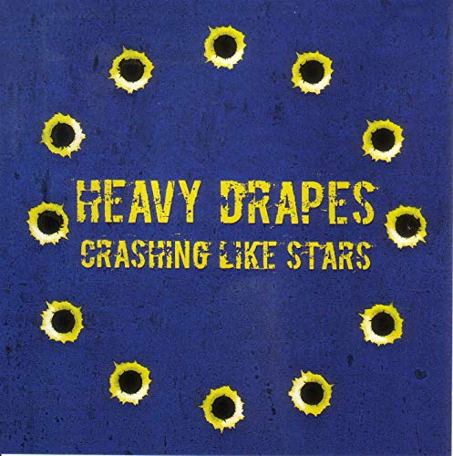 "Album cover with blue background, yellow text, and bullet holes forming a circular pattern."