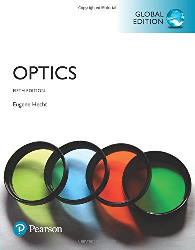 Textbook cover for "Optics," fifth edition, with colorful filter rings.