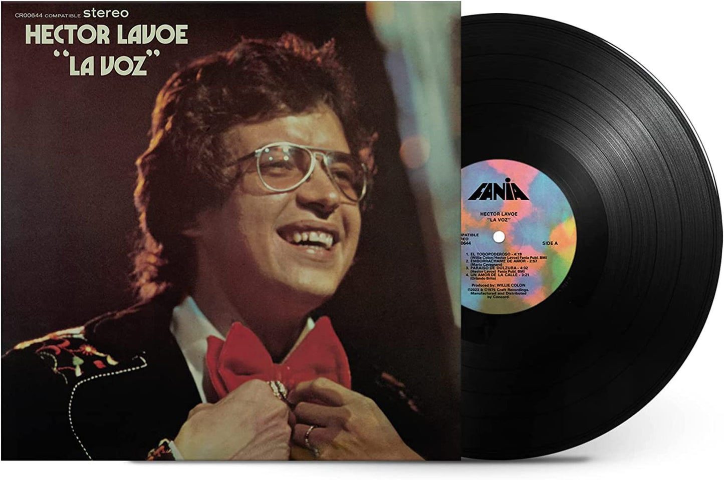 Héctor Lavoe album cover and vinyl record, salsa music theme.
