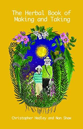 Book cover featuring a couple surrounded by plants and a sun against yellow background.