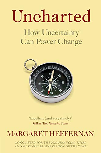 Book cover with title "Uncharted" and a silver compass on yellow background.