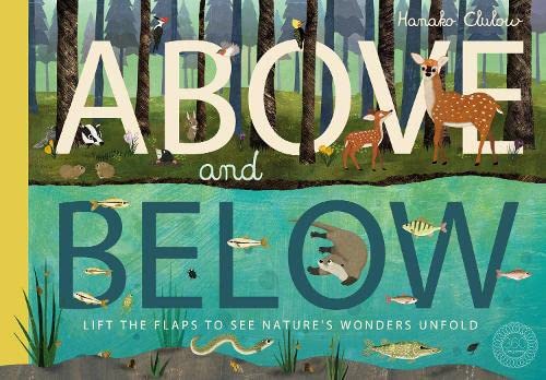 Book cover illustration showing forest animals above ground and aquatic life below water.