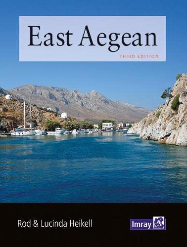Book cover titled East Aegean showing boats in a harbor with mountains in background.
