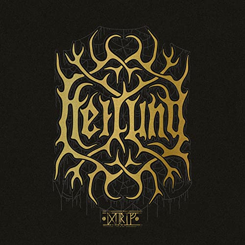 Heilung album cover: golden, antler-like design on a black background.