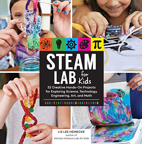 Book cover showing children doing science and art projects with the title STEAM Lab.