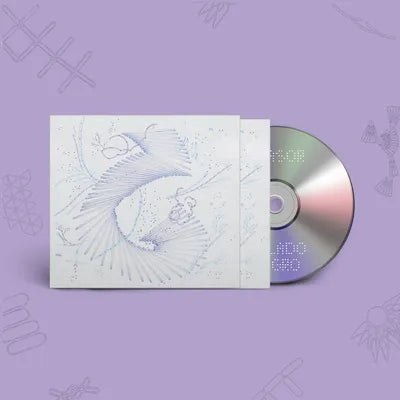CD case and disc with abstract blue line drawing of a bird.