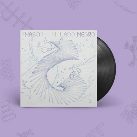 Helado Negro's "Phasor" vinyl record with abstract bird illustration.