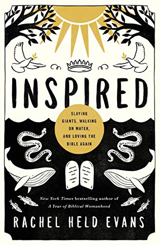 Book cover with black and white illustration, title “Inspired” in large text.