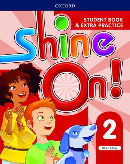 “Shine On!” Level 2 student book cover with children and a dog.