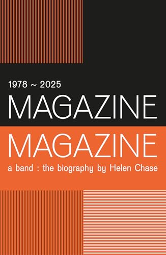 Book cover with black and orange geometric stripes and the title Magazine the Biography.