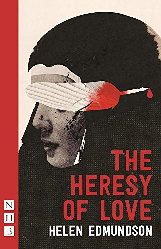 Book cover: woman’s face with arrow, title “The Heresy of Love”.