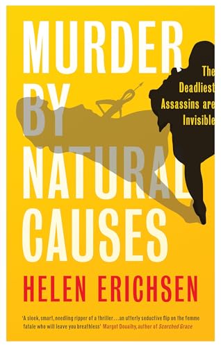 Book cover: yellow background, silhouetted figure with a weapon, title "Murder By Natural Causes".