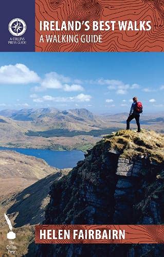 Book cover: “Ireland’s Best Walks” with a hiker overlooking mountains and a lake.