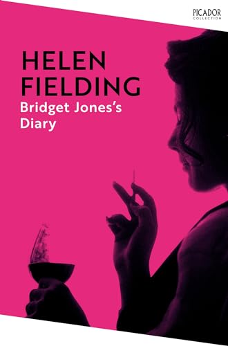 Book cover: "Bridget Jones's Diary" with a woman in silhouette holding a glass.