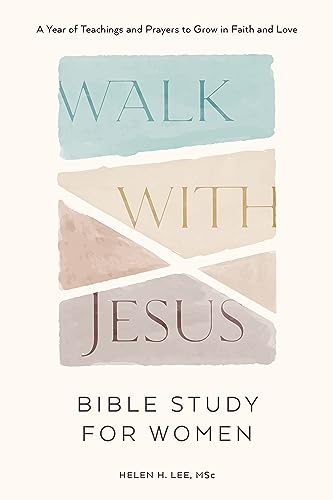 Book cover with watercolor blocks and text: "Walk With Jesus: Bible Study.